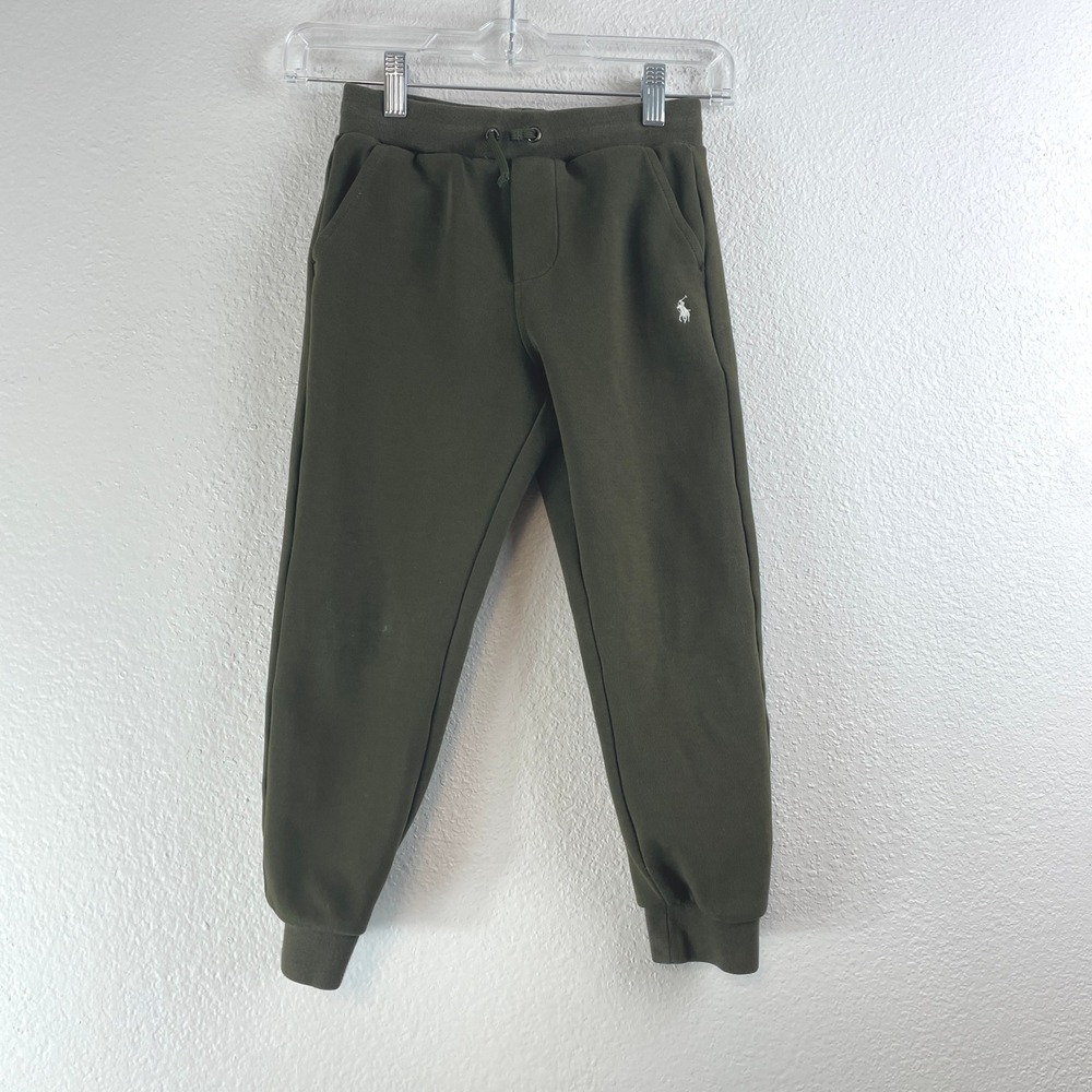 Polo Ralph Lauren Kids Joggers Olive Green Fleece Sweatpants Pony Logo Size S 8